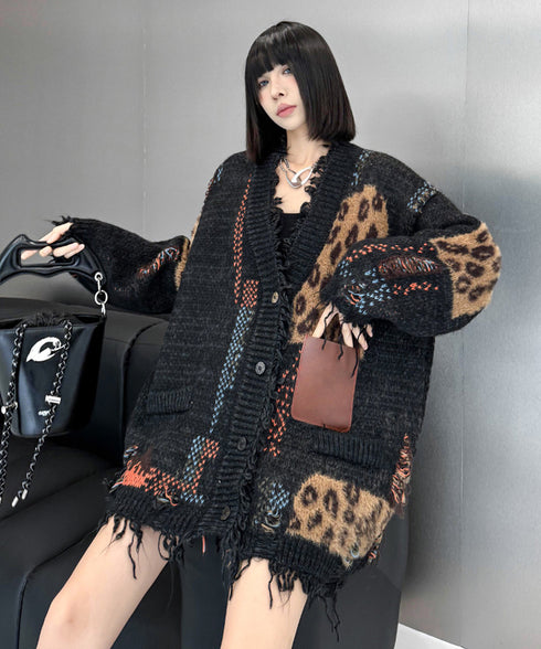 Leopard Patchwork Cardigan